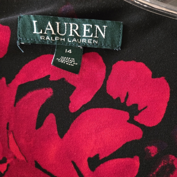 RALPH Lauren Black and Red Floral Dress Size 14 - Picture 3 of 3